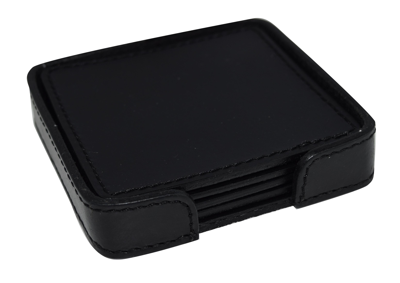 Picture of Set of 4 Leather Coasters with Stitched Edge