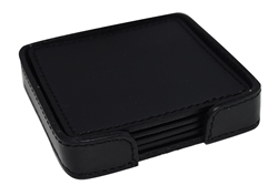 Picture of Set of 4 Leather Coasters with Stitched Edge