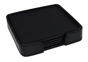 Picture of Set of 4 Leather Coasters with Stitched Edge