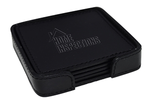 Picture of Set of 4 Leather Coasters with Stitched Edge