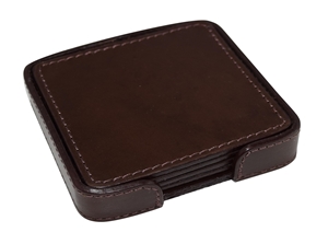 Picture of Set of 4 Leather Coasters with Stitched Edge