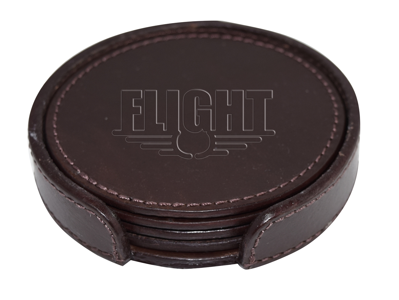 Picture of Set of 4 Leather Coasters with Stitched Edge