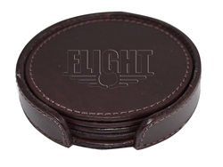 Picture of Set of 4 Leather Coasters with Stitched Edge