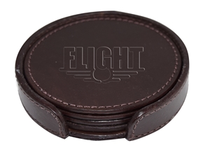 Picture of Set of 4 Leather Coasters with Stitched Edge