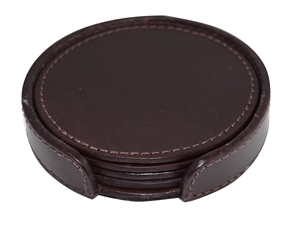 Picture of Set of 4 Leather Coasters with Stitched Edge