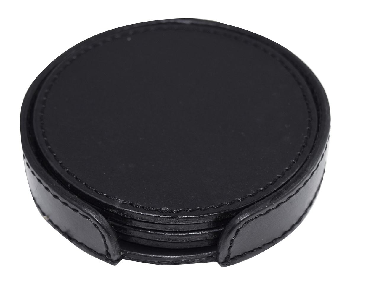 Picture of Set of 4 Leather Coasters with Stitched Edge