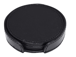 Picture of Set of 4 Leather Coasters with Stitched Edge