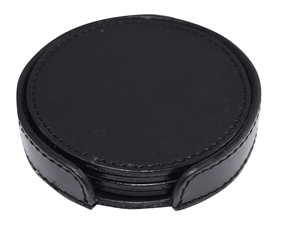 Picture of Set of 4 Leather Coasters with Stitched Edge