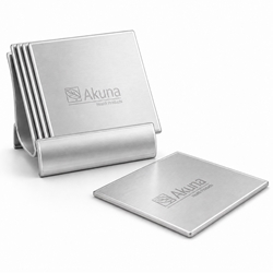 Picture of Set of 4 Aluminum Coaster & Holder