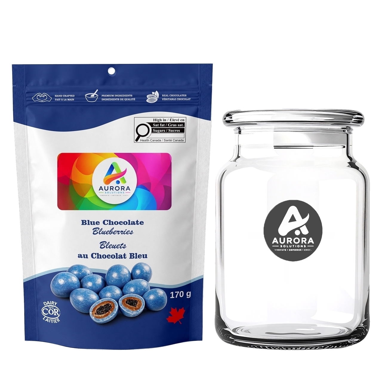 Picture of Candy Jar with Blue Chocolate Blueberries