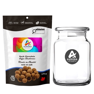Picture of Candy Jar with Dark and White Chocolate Coffee Beans