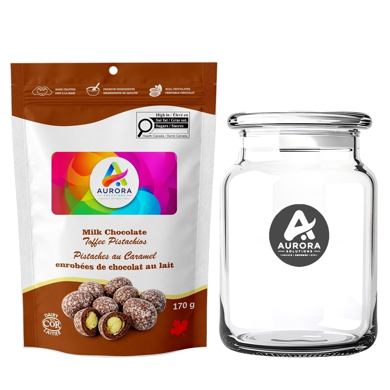 Picture of Candy Jar with Milk Chocolate Toffee Pistachios