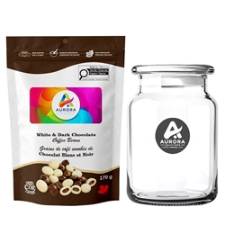 Picture of Candy Jar with Dark and White Chocolate Coffee Beans