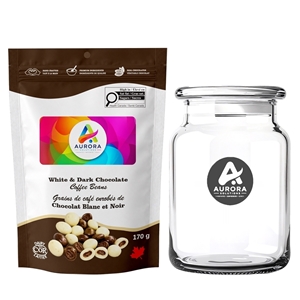 Picture of Candy Jar with Dark and White Chocolate Coffee Beans