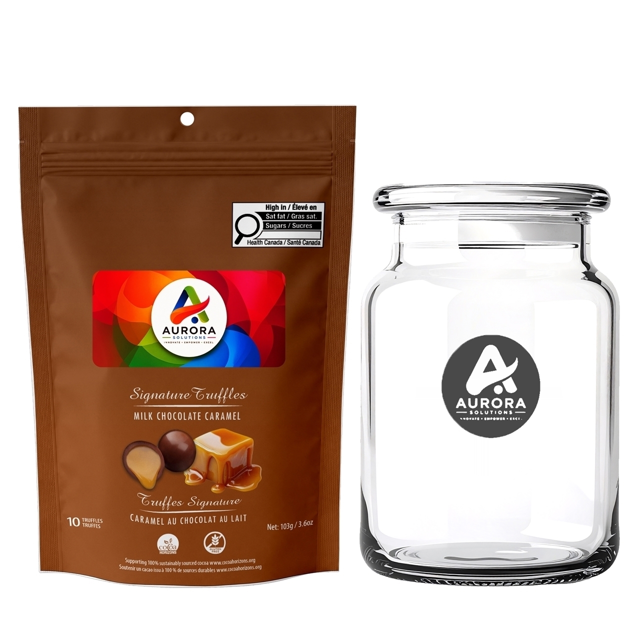 Picture of Candy Jar with Milk Chocolate Caramel Signature Truffles