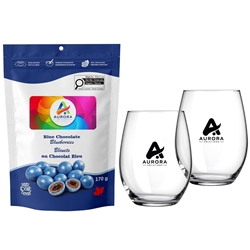 Picture of Blossom Stemless Glass Set with Blue Chocolate Blueberries