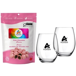 Picture of Blossom Stemless Glass Set with Pink Chocolate Cherries