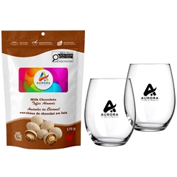 Picture of Blossom Stemless Glass Set with Milk Chocolate Toffee Almonds