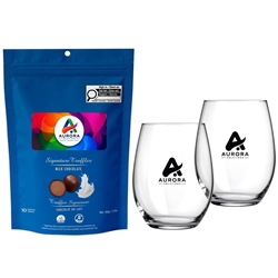 Picture of Blossom Stemless Glass Set with Milk Chocolate Signature Truffles
