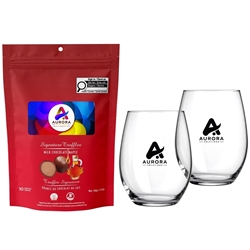 Picture of Blossom Stemless Glass Set with Milk Chocolate Maple Signature Truffles