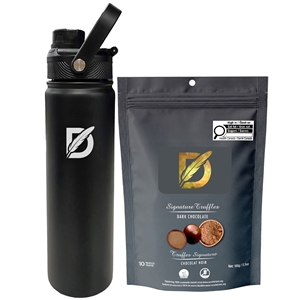 Picture of Lucania 24oz Bottle with Milk Dark and White Chocolate Coffee Beans