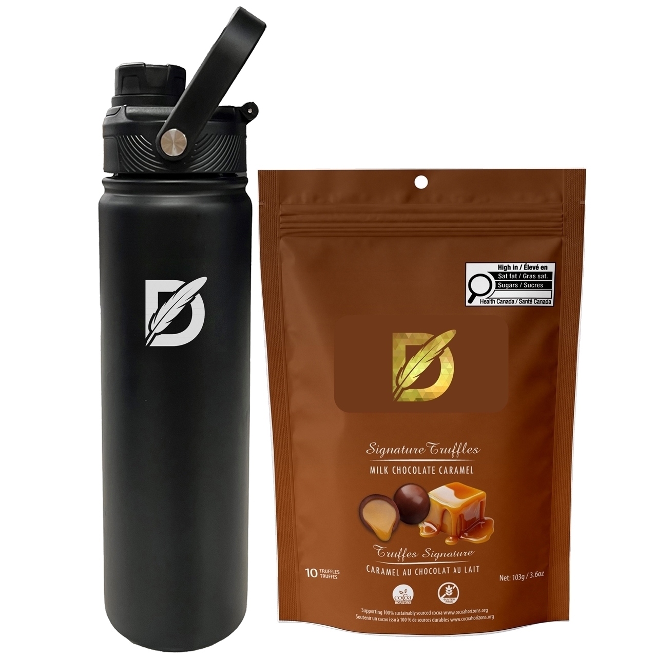 Picture of Lucania 24oz Bottle with Milk Chocolate Caramel Signature Truffles