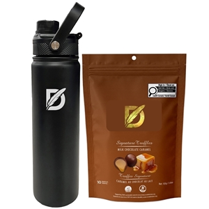 Picture of Lucania 24oz Bottle with Milk Dark and White Chocolate Coffee Beans