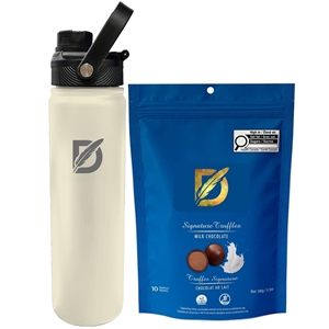 Picture of Lucania 24oz Bottle with Milk Dark and White Chocolate Coffee Beans