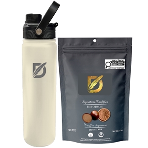 Picture of Lucania 24oz Bottle with Milk Dark and White Chocolate Coffee Beans