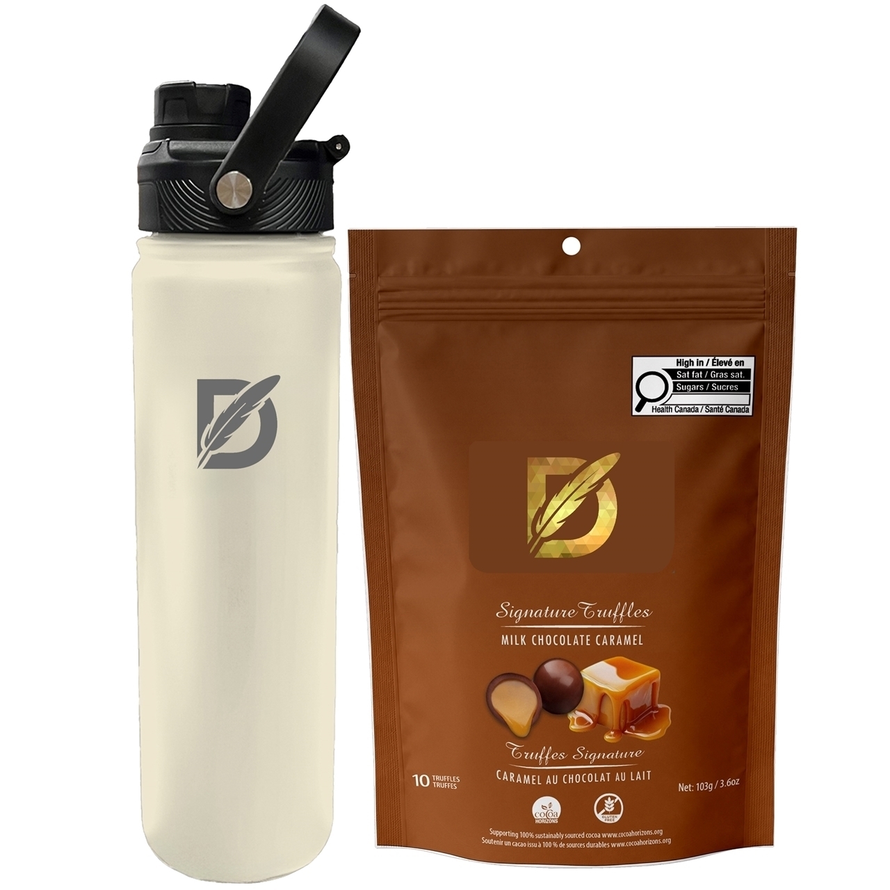Picture of Lucania 24oz Bottle with Milk Chocolate Caramel Signature Truffles