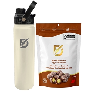 Picture of Lucania 24oz Bottle with Milk Dark and White Chocolate Coffee Beans