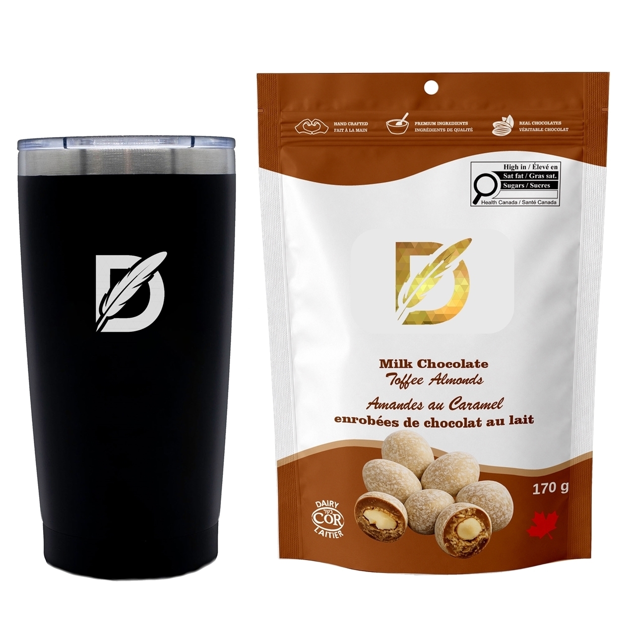 Picture of Sip N Snack Traveller Set with Milk Chocolate Toffee Almonds