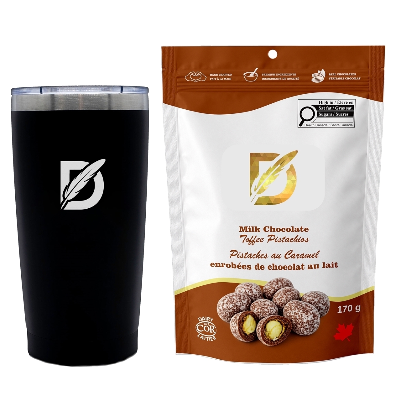 Picture of Sip N Snack Traveller Set with Milk Chocolate Toffee Almonds