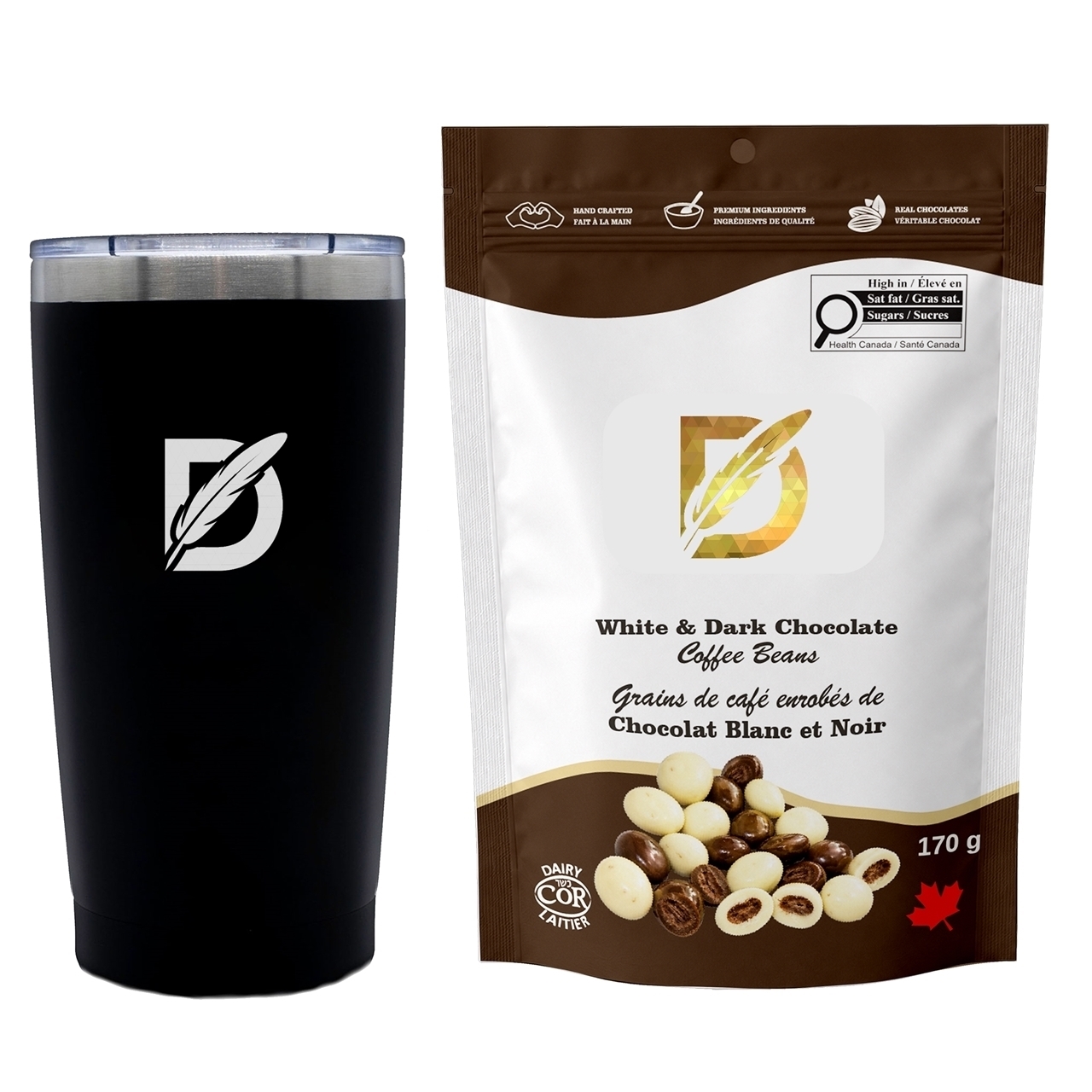 Picture of Sip N Snack Traveller Set with Milk Dark and White Chocolate Coffee Beans