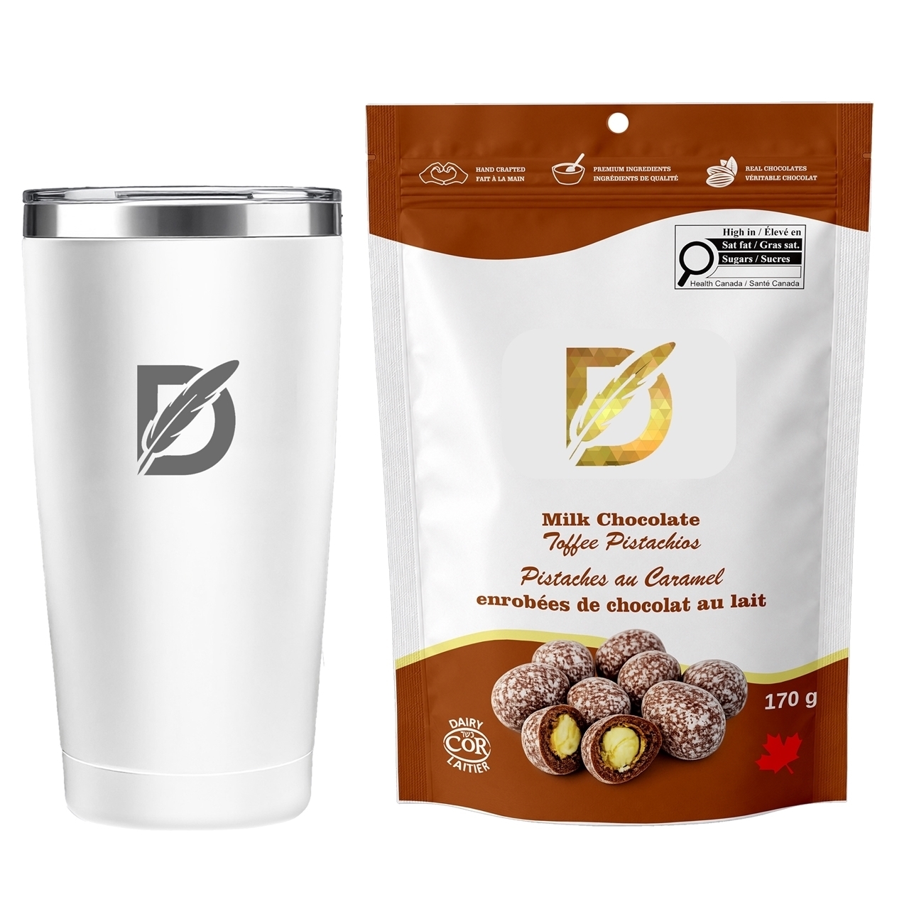 Picture of Sip N Snack Traveller Set with Milk Chocolate Toffee Almonds