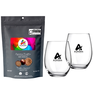 Picture of Blossom Stemless Glass Set with Milk Chocolate Signature Truffles