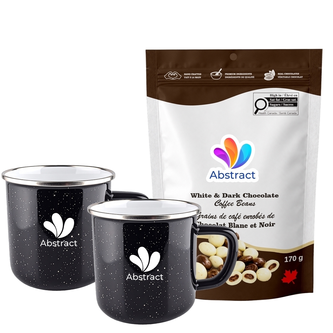 Picture of Happy Camper 18oz | Set of 2 with Milk Dark and White Chocolate Coffee Beans